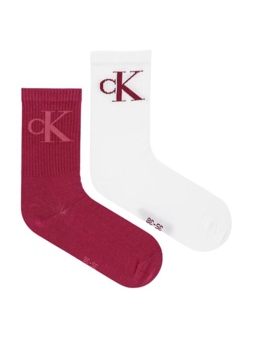 Calzini alti due paia fucsia/bianchi Calvin Klein Jeans | 701228811011